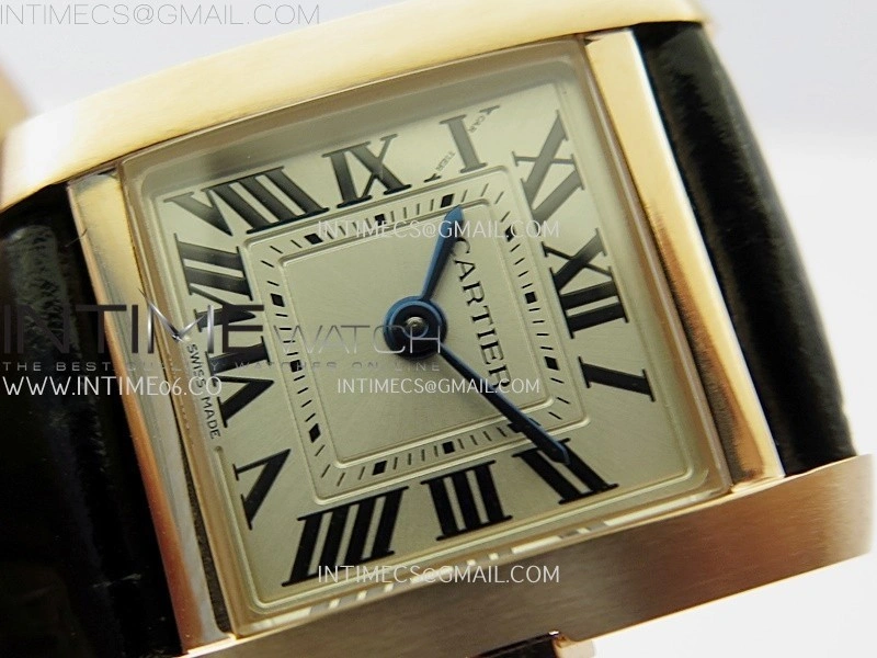 Tank Francaise Ladies 21.2mm RG 8848F 1:1 Best Edition Silver Dial on Black Leather Strap Ronda Quartz V2